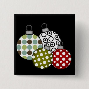 Retro Christmas Balls T-shirts and Gifts 2 Inch Square Button