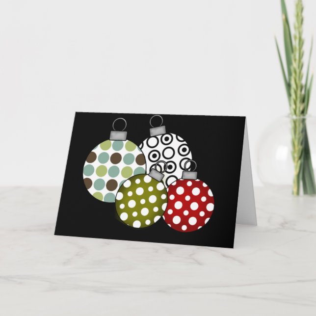 Retro Christmas Balls T-shirts and Gifts Holiday Card (Front)