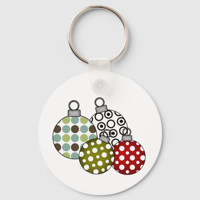 Retro Christmas Balls T-shirts and Gifts Keychain (Front)