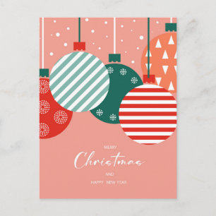 Retro Christmas Baubles - Classic Holiday Charm Postcard