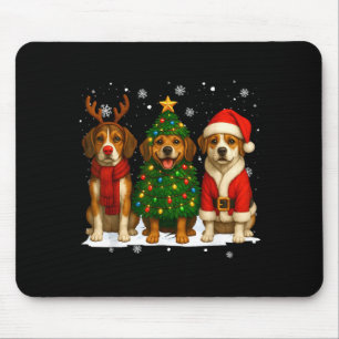 Retro Christmas Beagle Santa Reindeer Dog Lover  Mouse Pad