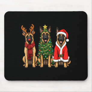 Retro Christmas Belgian Malinois Santa Reindeer Do Mouse Pad