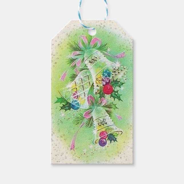 Retro Christmas Bells Holiday Gift Tag (Front)