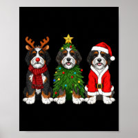 Retro Christmas Bernedoodle Santa Reindeer Dog Lov