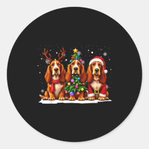 Retro Christmas Bet Hound Santa Reindeer Dog Lover Classic Round Sticker