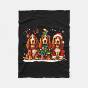 Retro Christmas Bet Hound Santa Reindeer Dog Lover Fleece Blanket