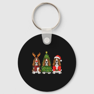 Retro Christmas Bet Hound Santa Reindeer Dog Lover Keychain