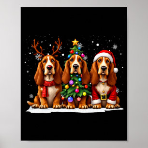 Retro Christmas Bet Hound Santa Reindeer Dog Lover Poster