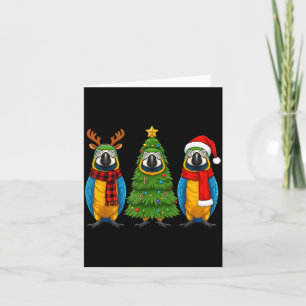 Retro Christmas Blue And Yellow Macaw Parrot Santa Card