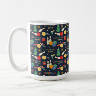 Retro Christmas Bowling Pattern Coffee Mug