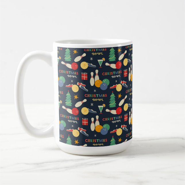 Retro Christmas Bowling Pattern Coffee Mug (Left)
