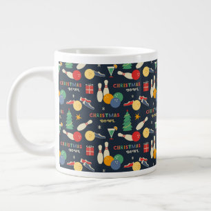 Retro Christmas Bowling Pattern Large Coffee Mug