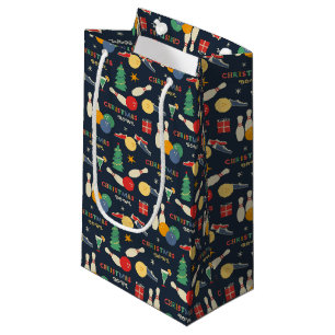 Retro Christmas Bowling Pattern Small Gift Bag