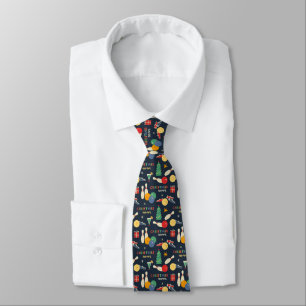 Retro Christmas Bowling Pattern Tie