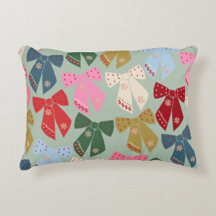 Retro Christmas Bows Coquette Accent Pillow