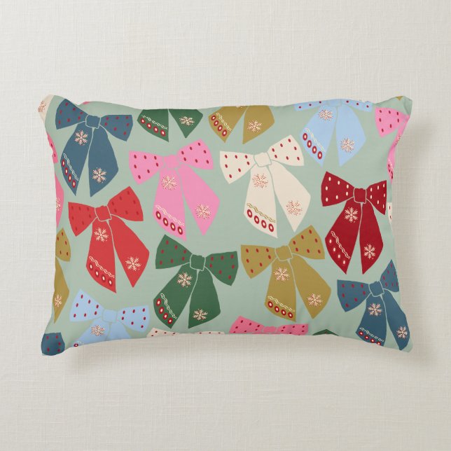Retro Christmas Bows Coquette Accent Pillow (Front)
