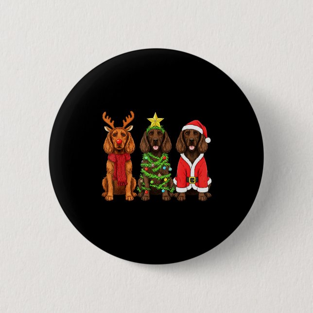 Retro Christmas Boykin Spaniel Santa Reindeer Dog  2 Inch Round Button (Front)