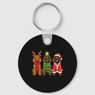Retro Christmas Boykin Spaniel Santa Reindeer Dog Keychain