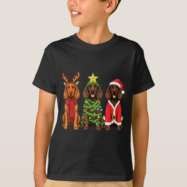 Retro Christmas Boykin Spaniel Santa Reindeer Dog  T-Shirt (Front)
