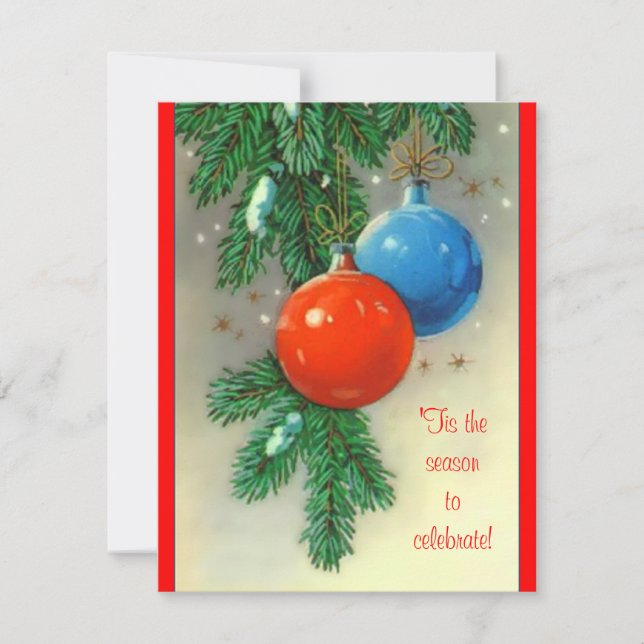 Retro Christmas Bulbs Party Invitation (Front)