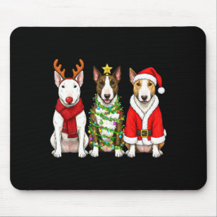 Retro Christmas Bull Terrier Santa Reindeer Dog Lo Mouse Pad