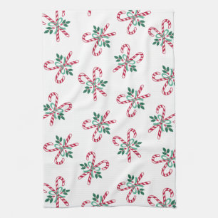 retro christmas candy cane kitchen towel