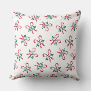 retro christmas candy cane throw pillow