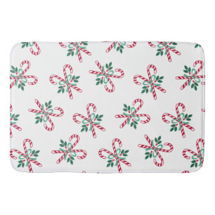 retro Christmas candy canes Bath Mat