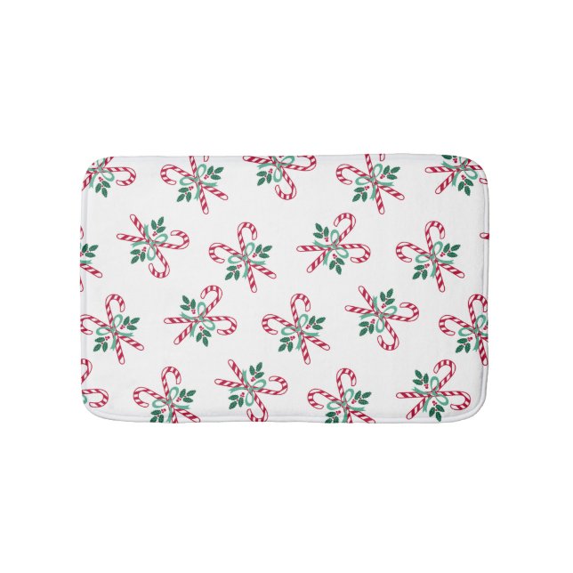 retro Christmas candy canes Bath Mat (Front)