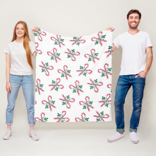 retro Christmas candy canes Fleece Blanket