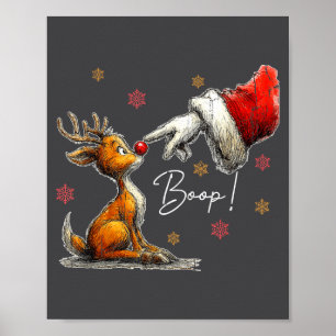 Retro Christmas Cartoon Boop, Christmas Reindeer Poster