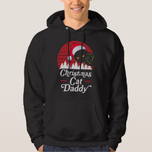 Retro Christmas Cat with Christmas Necklace Lights Hoodie