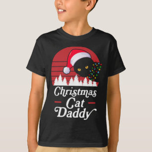 Retro Christmas Cat with Christmas Necklace Lights T-Shirt