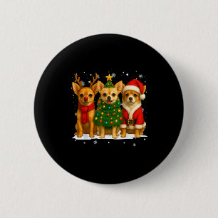 Retro Christmas Chihuahua Santa Reindeer Dog Lover 2 Inch Round Button