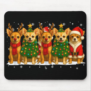 Retro Christmas Chihuahua Santa Reindeer Dog Lover Mouse Pad