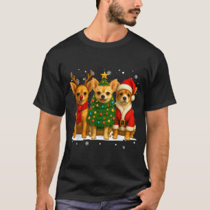 Retro Christmas Chihuahua Santa Reindeer Dog Lover T-Shirt