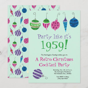 Retro Christmas Cocktail Party Vintage Holiday Invitation