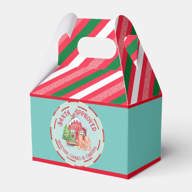 Retro Christmas Cookies Santa Approved Gingerbread Favor Box (Front Side)