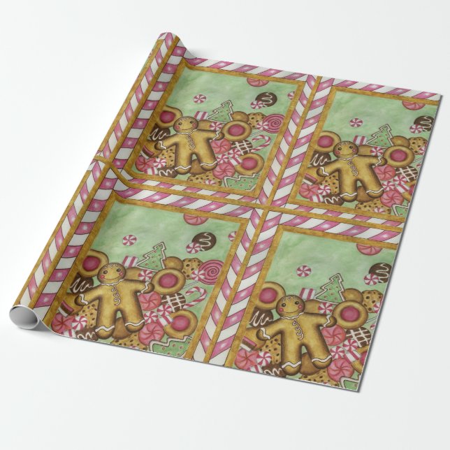 Retro Christmas Cookies Wrapping Paper  (Unrolled)