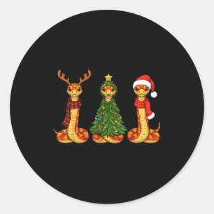 Retro Christmas Corn Snake Santa Reindeer  Classic Round Sticker