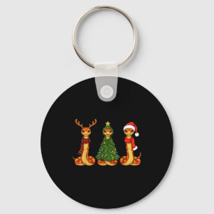 Retro Christmas Corn Snake Santa Reindeer Keychain