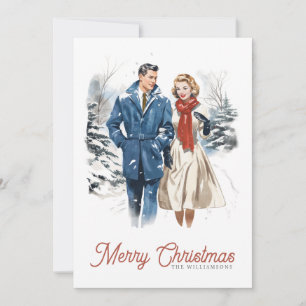 Retro Christmas Couple Holiday Card