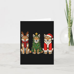 Retro Christmas Coyote Santa Reindeer  Card