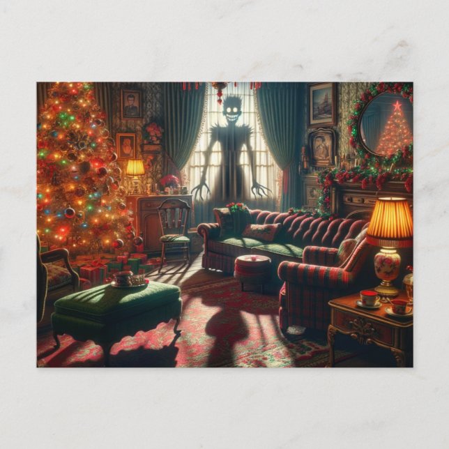 Retro Christmas Creepy Horror Postcard (Front)