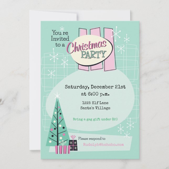 Retro Christmas Customizable Party Invitation (Front)