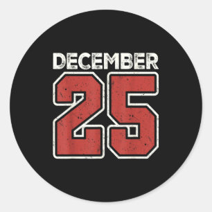 Retro Christmas December 25 Xmas Matching For Men Classic Round Sticker