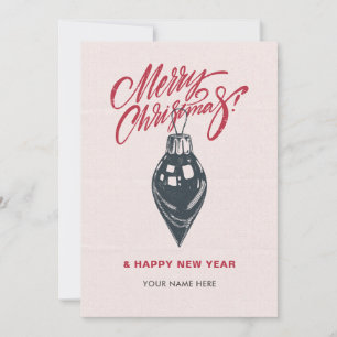 Retro christmas decor ball holiday card