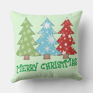 Retro Christmas Decor   Minimalist Christmas Tree  Throw Pillow