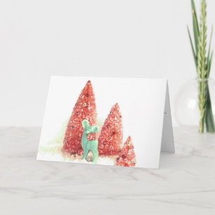 Retro Christmas Deer Holiday Card