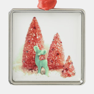 Retro Christmas Deer Metal Ornament